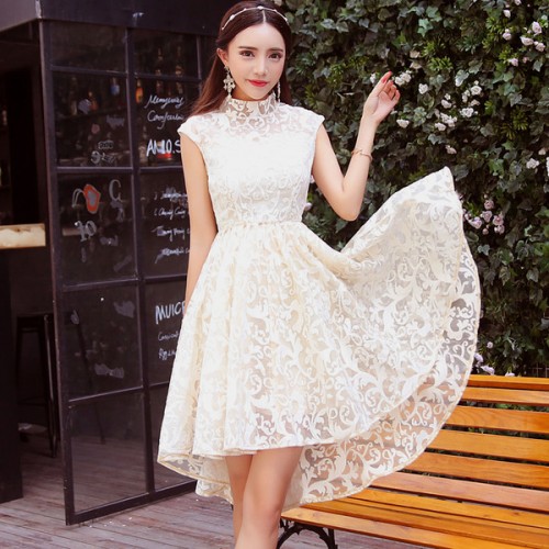 Elegant Embroidery Swallowtail Hem Long Designer Dress-